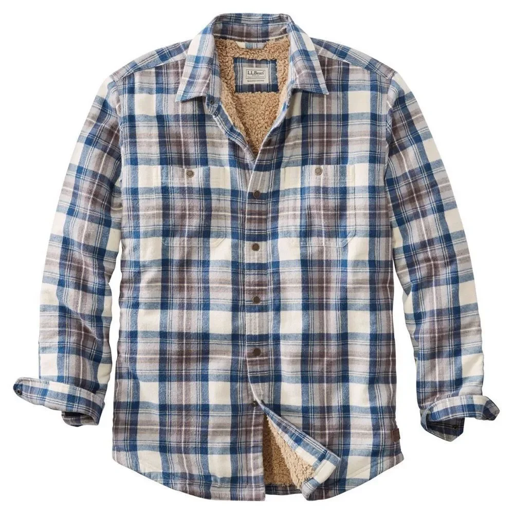 Men's Sherpa-Lined Scotch Plaid Shirt, Slightly Fitted
